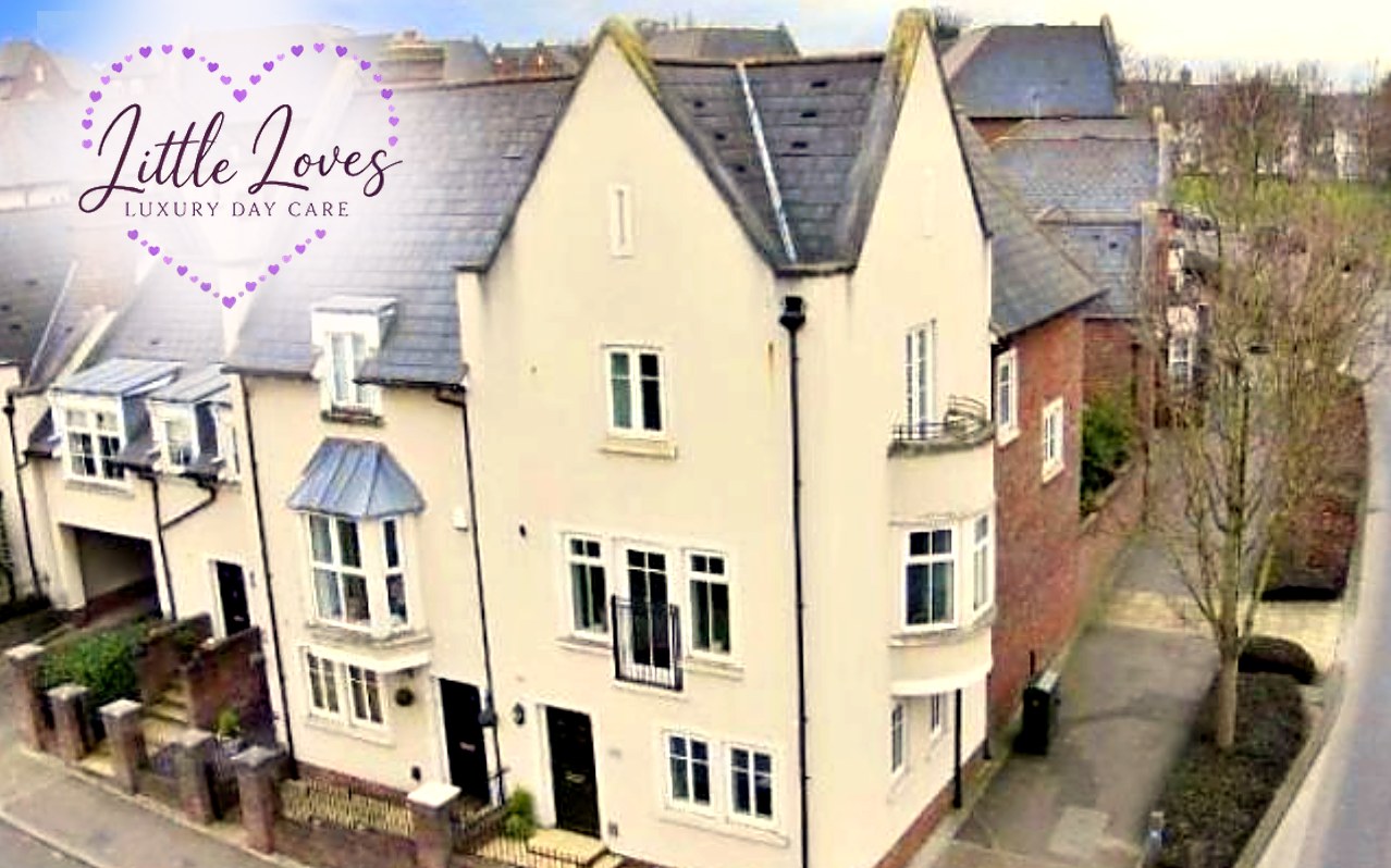 The Little Loves Luxury Day Care Baby setting, a white townhouse in Ingress Park, Greenhithe