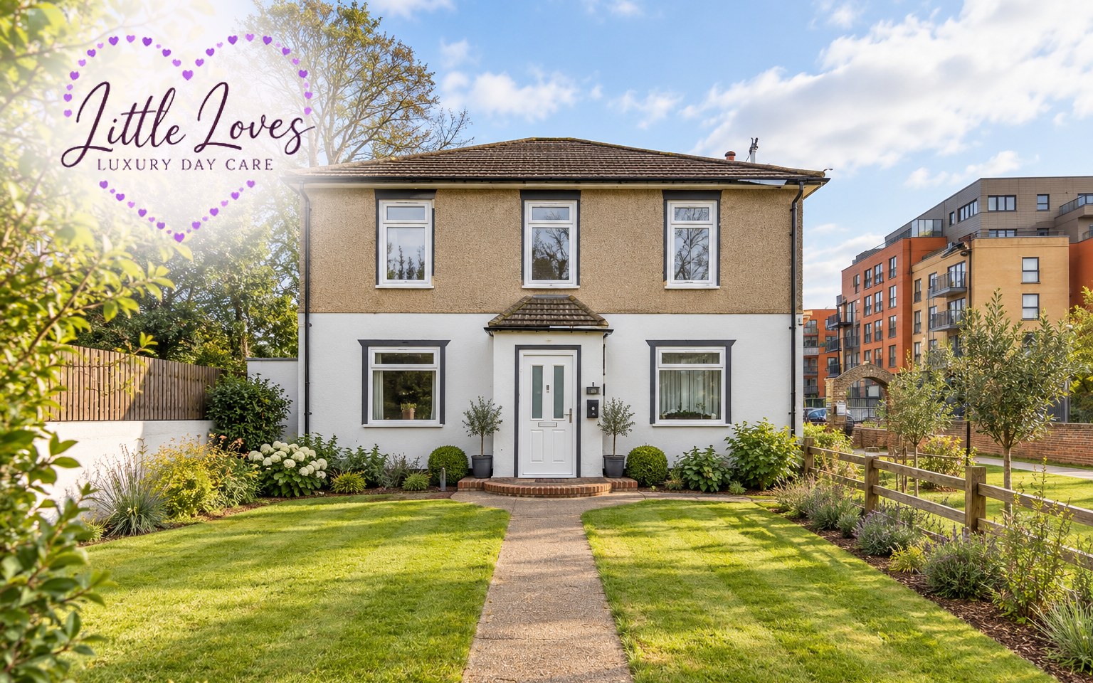 Brewery House, the proposed home of the Little Loves Preschool in Stone, with its front lawn and garden path
